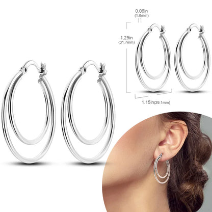 925 Sterling Silver Hoops Earrings Hypoallergenic Hoops Earrings With Zirconia Fashion Jewelry for Women Girls - KTE136