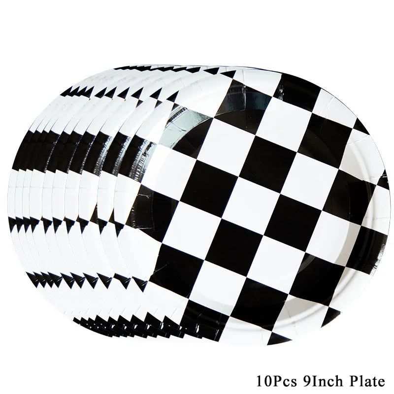 Checkered Race Car Party Black White Checkered Flag Tablecloth Road Tablecloth Racetrack TableCover Racing Birthday Party Dec