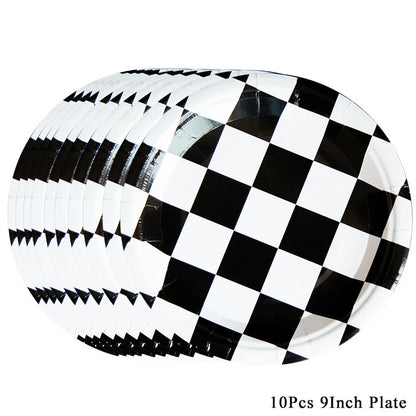 Checkered Race Car Party Black White Checkered Flag Tablecloth Road Tablecloth Racetrack TableCover Racing Birthday Party Dec