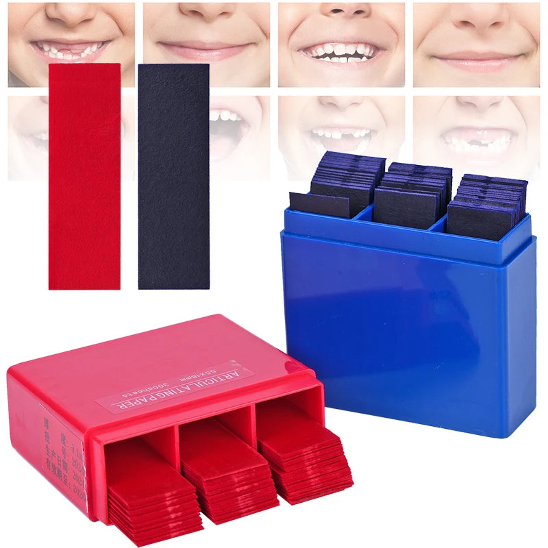 300 Sheets Dental Bite Paper Disposable Dentist Blue/Red Double-Sided Bite Strip Oral Teeth Care Whitening Dentistry Material