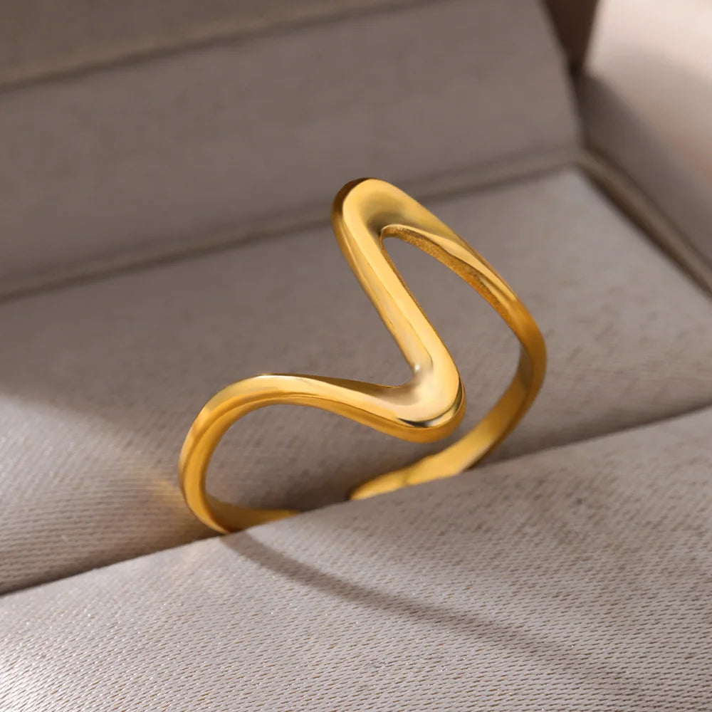 Stainless Steel Rings for Women Waterproof Open Gold Color Ring Wedding Couple Band Jewelry Gifts Items anillos