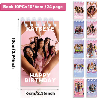 K-Katseye Birthday Decoration Kpop Girl Group Napkin Balloon Cup Plate Tablecloth Banner For Girls Festival Party Fans Gift -