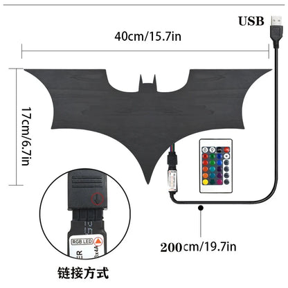Modern Creative Wooden Background Wall Decorative Wall Lamp Remote Control 16-color Night Light Cable 2 Meters
