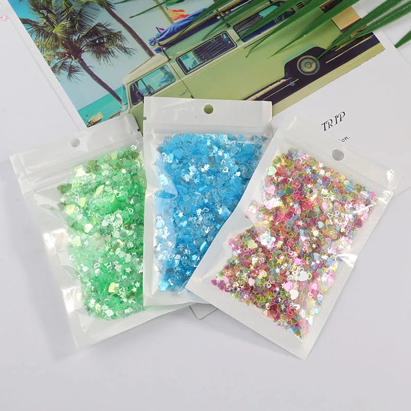 10g(2000Pcs)/Pack Various Styles Mixed Colors Shape Loose Sequins DIY nail Craft Jewelry Making, Wedding Decoration confetti