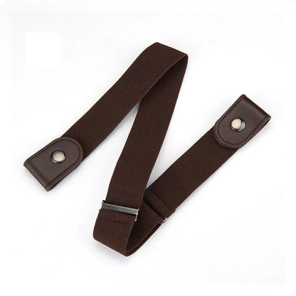 Traceless Invisible Elastic Belt Women's Belt Jeans Pants Men's Elastic Belt - Coffee