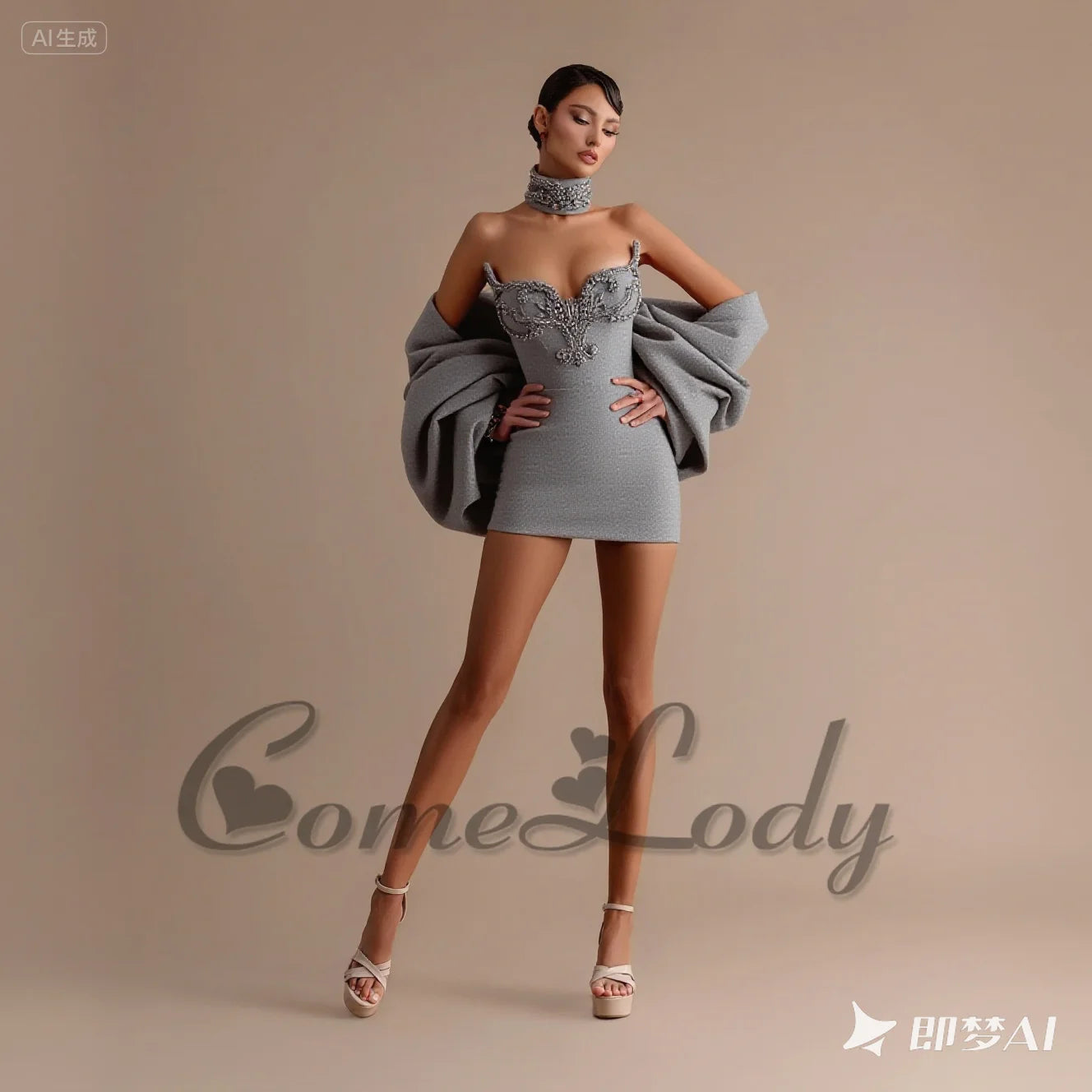 Comelody Fashionable Graduation Dresses for Weddings Appliques Sweetheart Sheath Mini Cape Prom Vestidos De Gala Customized
