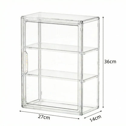 1 Pc Clear Acrylic Figure Display Case with Two Removable Shelves, Waterproof and Dustproof Storage Box for Mini Figurines