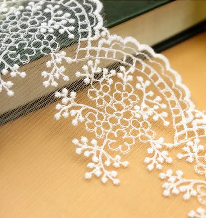 3 Meters White Color Cute Cotton embroidered mesh lace Garment lace trims trimmings DIY Sewing accessories