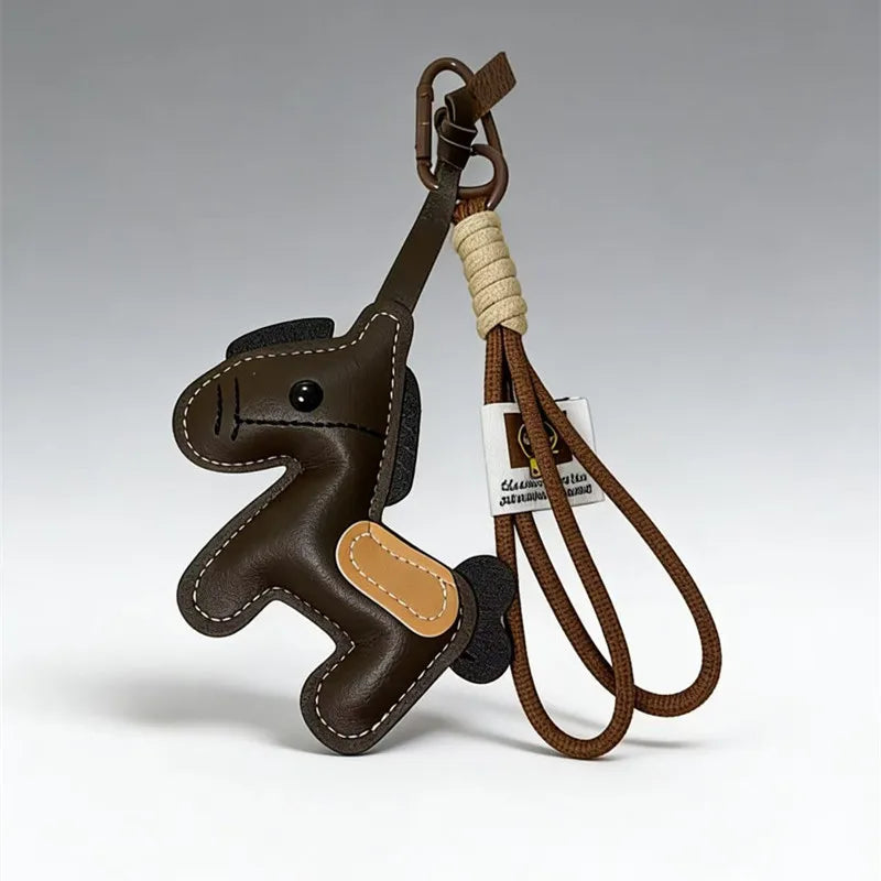 Vintage Style Horse Bag Pendant PU Leather Lightweight Design Horse Hanging Rope Rope Attachment Cartoon Design - horse