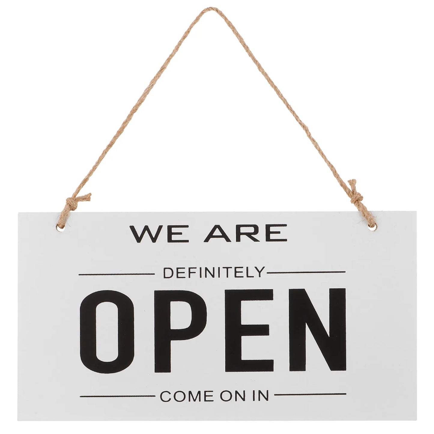 Double-Sided Wooden Store Sign White Simple Design Open Closed Sign for Door Hanging Rustic Decor