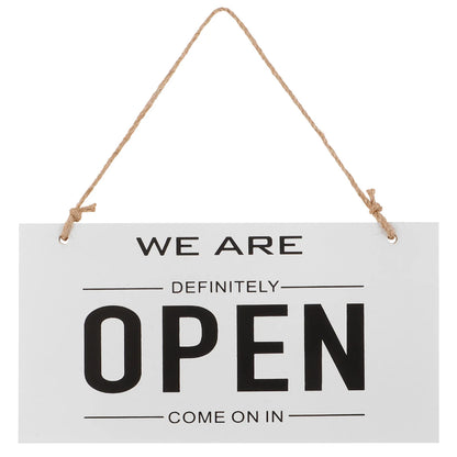 Double-Sided Wooden Store Sign White Simple Design Open Closed Sign for Door Hanging Rustic Decor