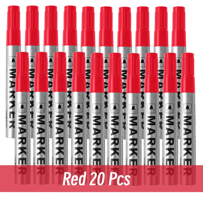 Permanent Paint Marker Pen Waterproof Black Pen for Tyre Oily Markers Quick Drying Signature Pen Stationery Supplies - 20 red