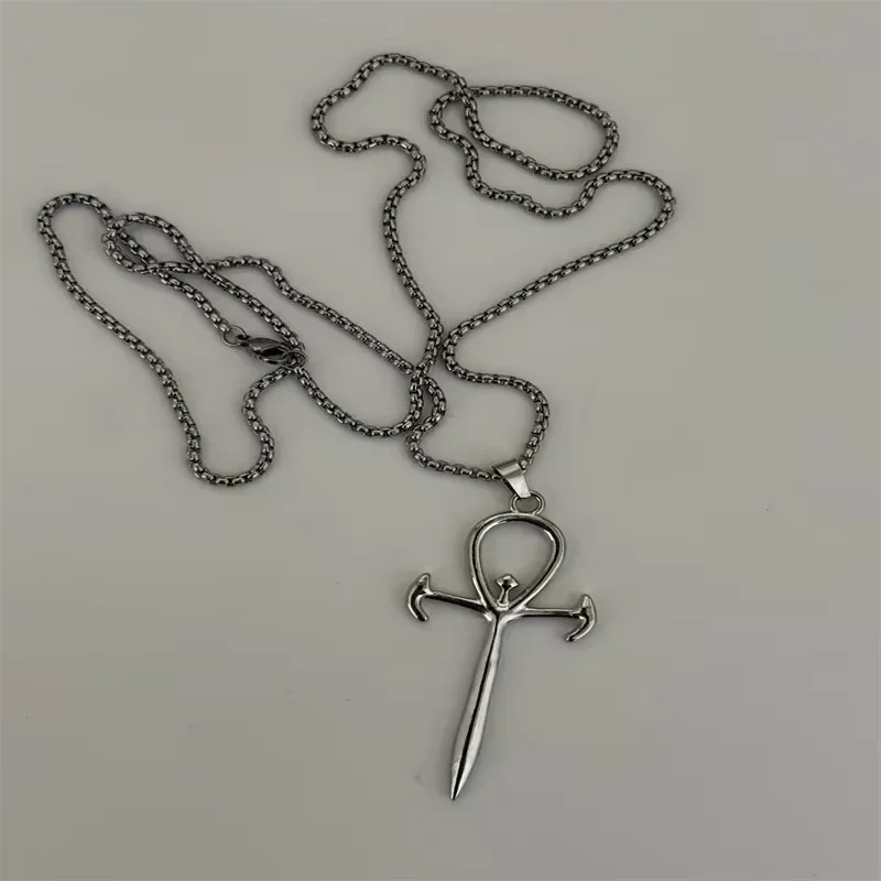 Vintage Cross Pendant Necklace Unisex Versatile Simple Long Sweater Chain Hip Hop Accessory - 25