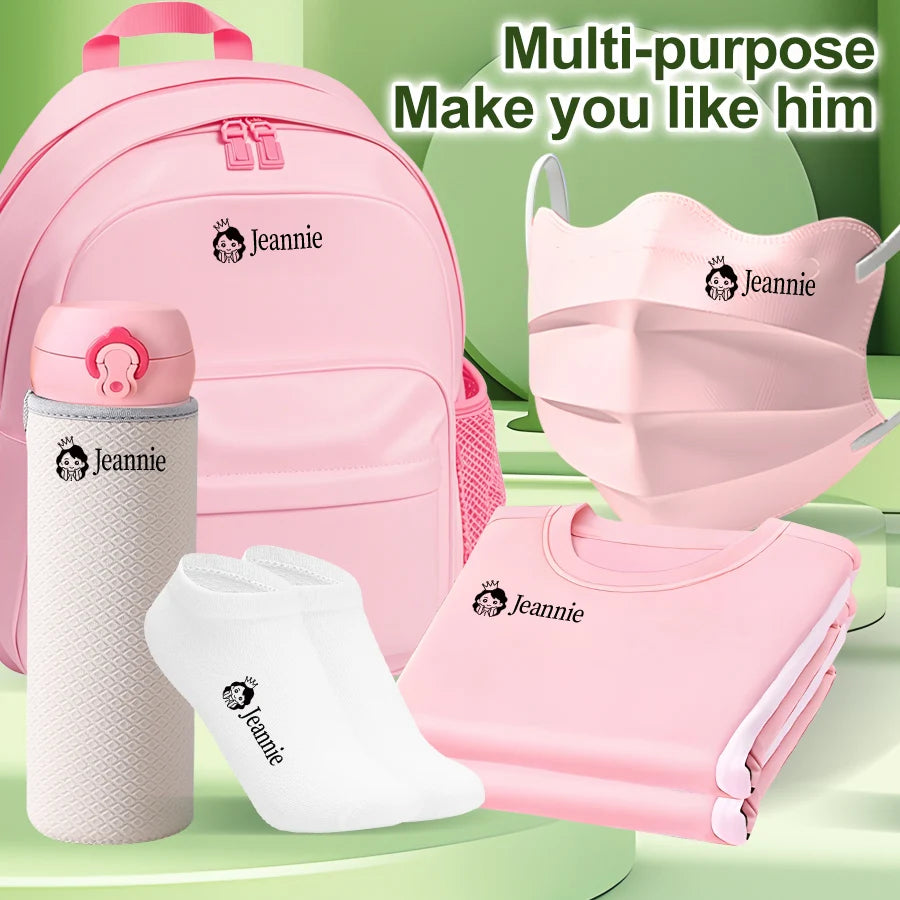 Personalized Kids Name Stamp-Custom Waterproof Seal Stamps for School,Durable Non-Fading Ink, Travel Case & Educational Tools