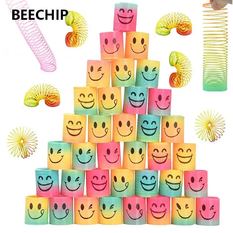 12pcs/Set Rainbow Stacking Music Nostalgic Puzzle Plastic Small Gift Spring CircleMagic Rainbow Circle For Boys Girls Gift