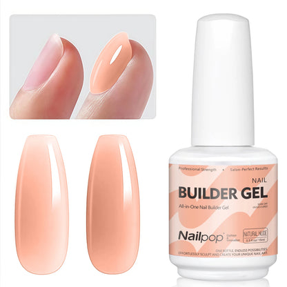 Nailpop 7IN1 Multi-Functional Builder Gel 4Colors Extension Strength Apex Building Base for Beginner Friendly Manicure 15ml -