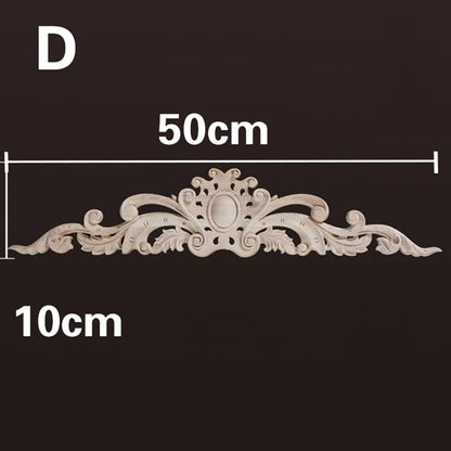 Wood Appliques and Onlays Natural Furniture Wall Door Woodcarving Decorative Long Flower Wooden Figurines Crafts Corner Frame