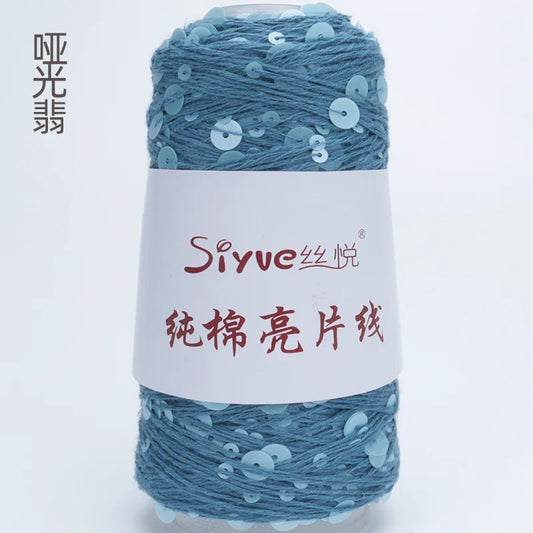 Crochet Sequin Yarn, 100g Cotton Thread, Hand Woven Yarn for DIY Accessories, Knitting Yarn for Fashion Projects, Unique Birt