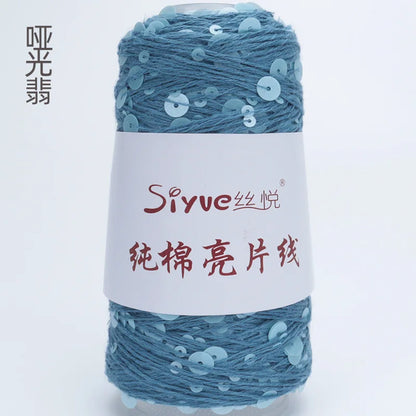 Crochet Sequin Yarn, 100g Cotton Thread, Hand Woven Yarn for DIY Accessories, Knitting Yarn for Fashion Projects, Unique Birt