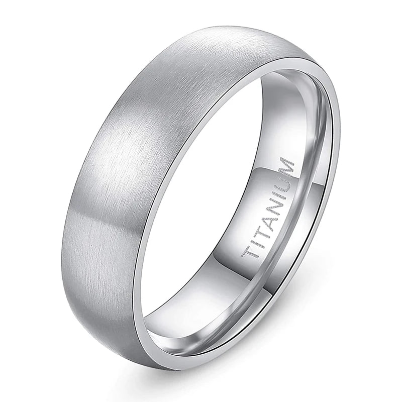 Tigrade 4/6/8mm Brushed Simple Silver/Black Color Titanium Ring Men Minimalist Wedding Band Engagement Rings Women Male Jewel