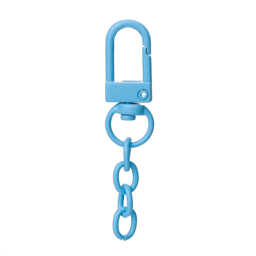 10pcs/lot Keyring Lobster Clasp Spring Buckle With Chains Colored Keychains For DIY Jewelry Making Key Ring Hooks Bags Buckle