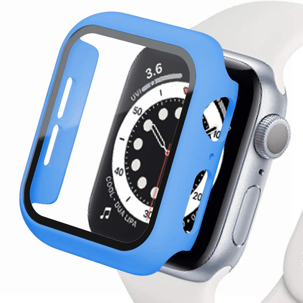 Tempered Glass+cover For Apple Watch Accessories 45mm 41mm 44mm 40mm 42mm Screen Protector Apple watch Case serie 9 4 5 6 SE 