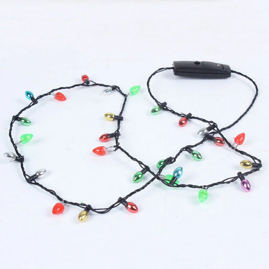 Xmas Led Lights Necklace With 8 Lights Bulbs Christmas Flash String Lights Glow Light String Necklace Festival decoration