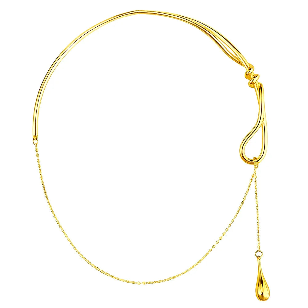 Lariat Y Necklace Choker Asymmetrical Knot Liquid Teardrop Pendant Minimalist Statement Collar Ornaments Jewelry Charms Set