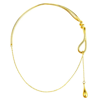 Lariat Y Necklace Choker Asymmetrical Knot Liquid Teardrop Pendant Minimalist Statement Collar Ornaments Jewelry Charms Set