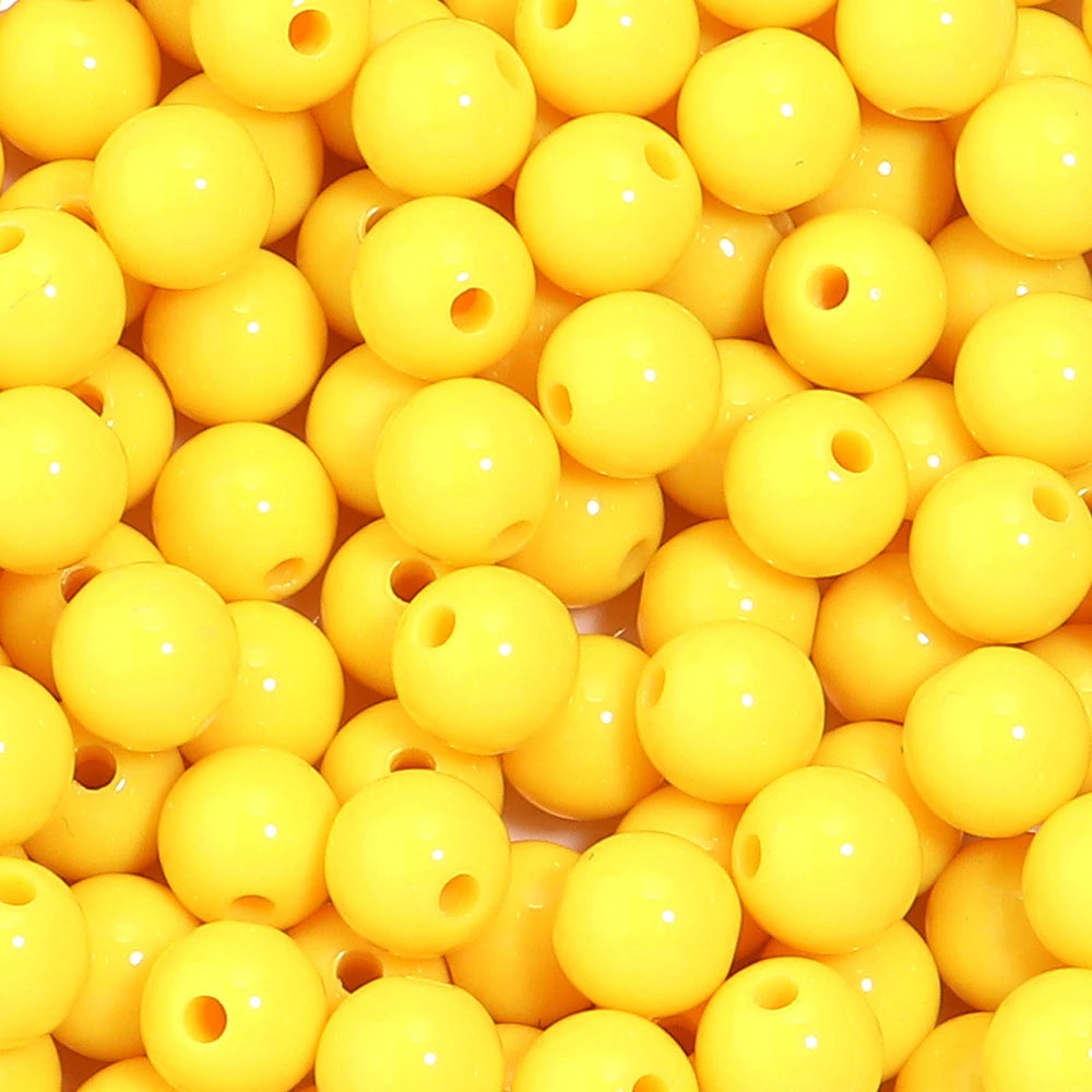10-100Pcs/Lot 6-20mm Solid Color Round Acrylic Beads Loose Spacer Beads For DIY Keychains Decoration Handmade Crafts Accessor