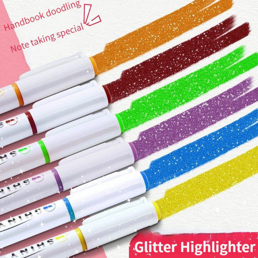 4 Colors/box Kawaii Glitter Highlighter Pen Pastel Fine Pastel Highlighter Marker Scrapbook Painted Stationery School Supplie