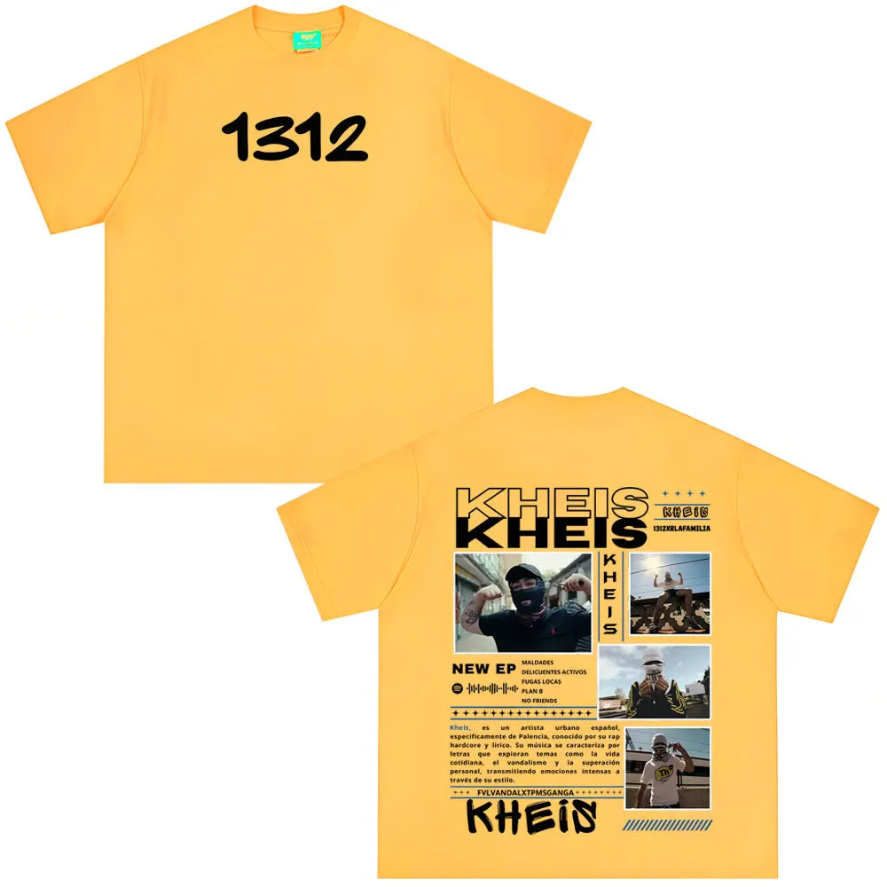 Rapper KHEIS Album Tour Graphics T-shirt Men Women Fashion Hip-hop T-shirts Short-sleeved Loose Casual Cotton Comfort T-shirt