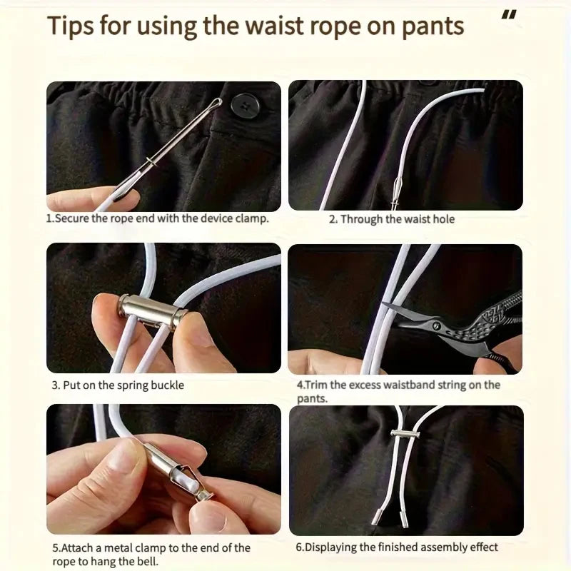 2M Strong Elastic Band Sweatpants Waist Drawstring Strap With Threading Device ,Cord Lock Stopper DIY Sewing Band Accessories