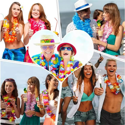 10/20/50pcs Hawaiian Flower Wreath Necklace Summer Tropical Birthday Party Decoration Luau Wedding Artificial Flower Garland 