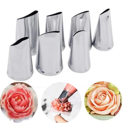 7pcs/set Cake Decorating Tips Set Cream Icing Piping Fondant Rose Nozzle Pastry Tools Fondant Decorating Tools