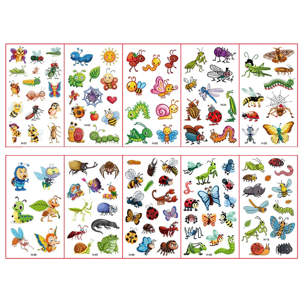 10 Sheets/Pack Kids Cartoon Unicorn Tattoo Sticker for Children's Arm Hands Body Cute Temporary Fake Tatoo - style 15