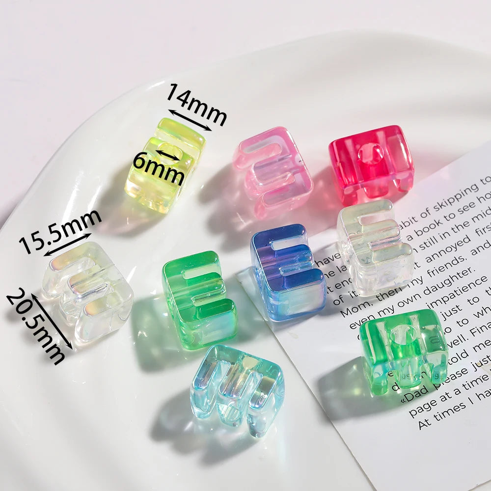 5pcs/lot Multicolour Random Letter Beads Acrylic Transparent Alphabet Bead For Jewelry Making DIY Necklace Keychain Accessori
