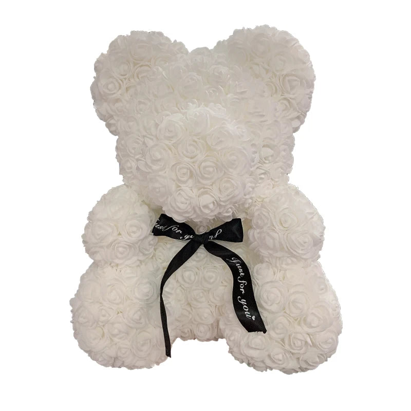 Red Rose Bear 40cm Bear Of Roses Artificial Flower Rose Teddy Bear For Women Valentine's Day Wedding Birthday Christmas Gift 