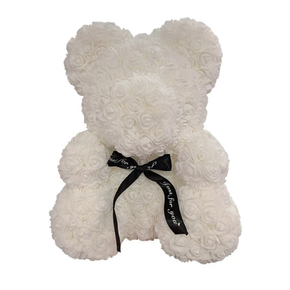 Red Rose Bear 40cm Bear Of Roses Artificial Flower Rose Teddy Bear For Women Valentine's Day Wedding Birthday Christmas Gift 
