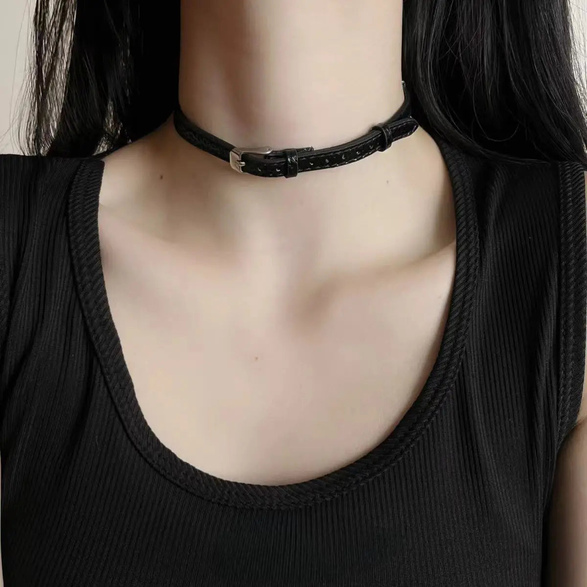 New Punk Trendy Gothic Geometry Leather Collar Chain Choker Necklace For Women Men Fashion Vintage Jewelry Y2K EMO Accessorie