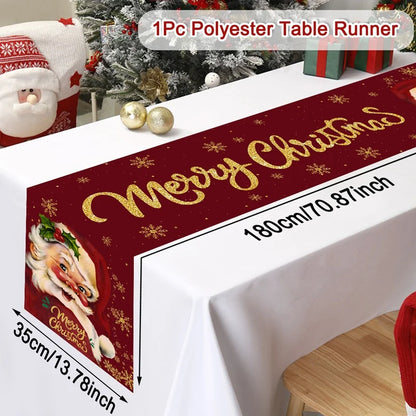 Merry Christmas Santa Claus Table Runner Christmas Decor for Home 2025 Winter Holiday Kitchen Dining Table Decor Navidad Gift