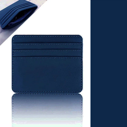 PU Leather ID Card Case - Slim Multi-Slot Holder for Bank/Credit Cards - dark blue