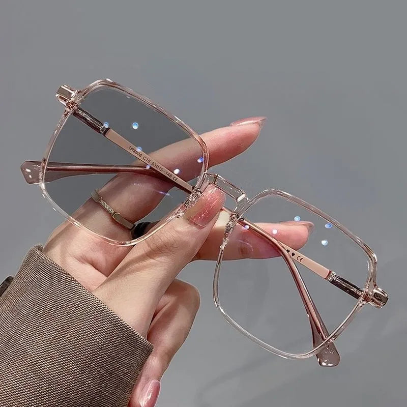 Photochromic Anti Radiation Glasses Metal Eyeglass For Woman Men - TEA