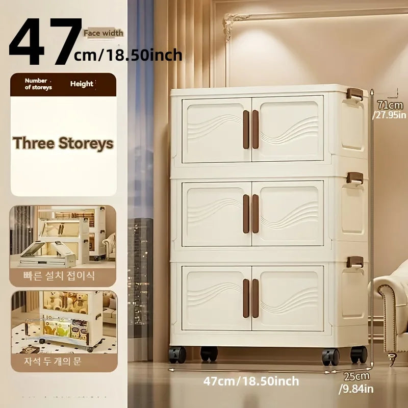 Foldable Storage Box with Clear Door - Spacious, Durable, and Easy-to-Assemble - Ideal for Organizing Clothes, Books, Toys, a