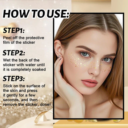 1/5pcs Metallic Golden Silver Fake Freckles Shiny Glitter Star Temporary Tattoo Stickers For Women Face Makeup Patches Decora