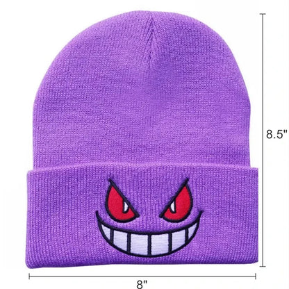 Anime Cap Unisex Daily Hat Adult Kids Cartoon Embroidered Knitted Hat Halloween Cosplay Prop Christmas Gift - PURPLE