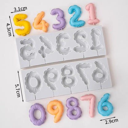 1PCS/2PCS DIY Number Fondant Cake Decorating Silicone Mould Lollipop Chocolate Baking Tool Resin Clay Handmade Gift Making Mo