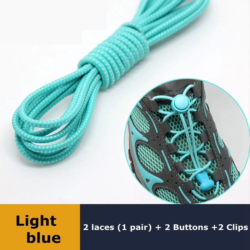 1Pair Shoelaces for Sneaker Elastic No Tie Shoe Laces Stretching Lock Lazy Laces Quick Rubber Shoelace Round Shoestrings - Li