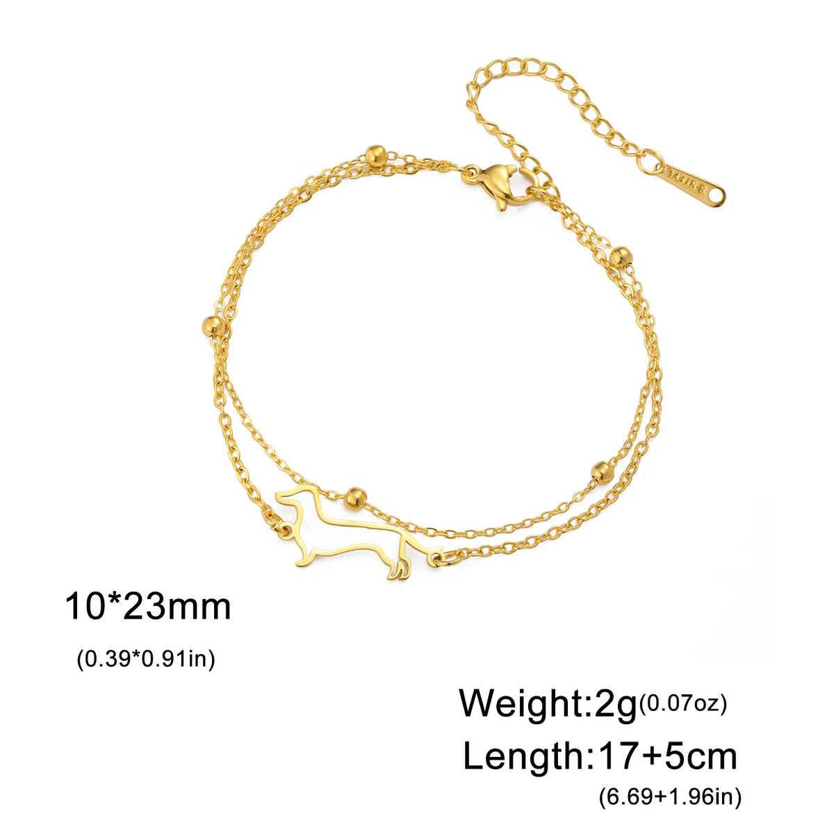 Cute Dachshund Dog Stainless Steel Bracelet for Women's Valentine's Day Commemorative Day Jewelry and Gift