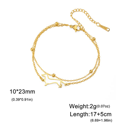 Cute Dachshund Dog Stainless Steel Bracelet for Women's Valentine's Day Commemorative Day Jewelry and Gift